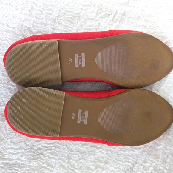 TOMS Shoes Womens W10 Jutti Neat Slip On Loafers Flats Red Suede Minimalist Shoe - Picture 10 of 12